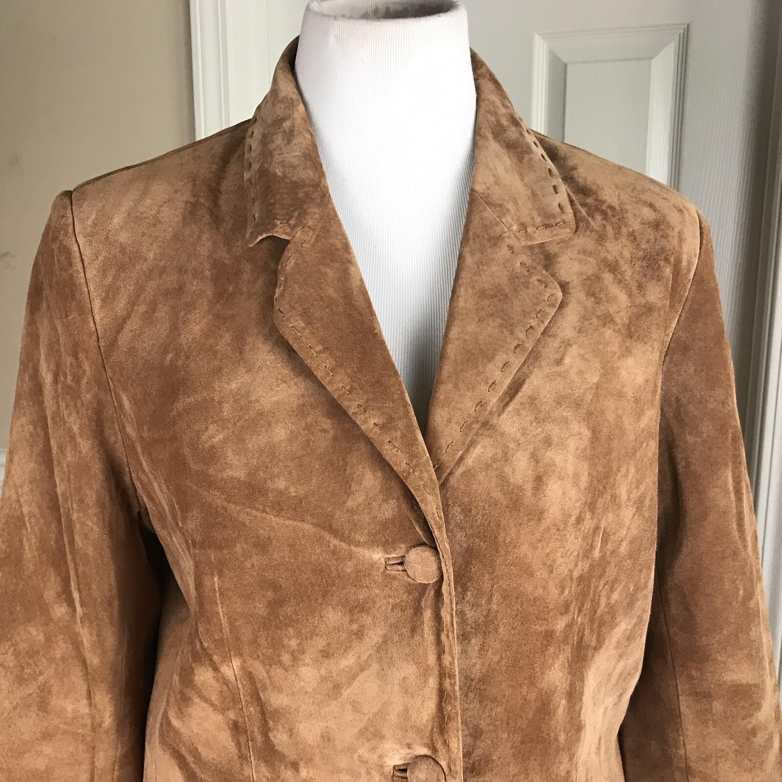 RELATIVITY Women 2 PC Brown Leather Suede Skirt (Size 8) Jacket (Size M)