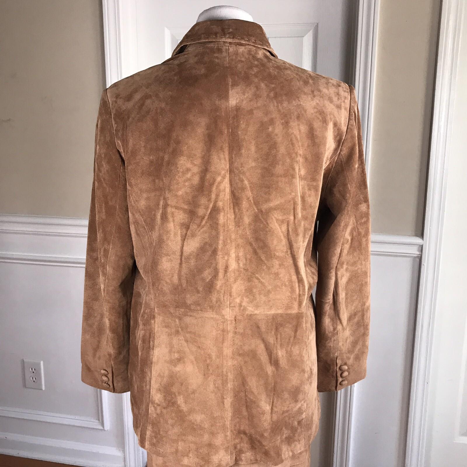 RELATIVITY Women 2 PC Brown Leather Suede Skirt (Size 8) Jacket (Size M)