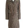 10-1718.jpg Liz Claiborne Women 2PC Brown Ivory Fit and Flare Skirt Suit Size 12
