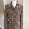 10-1719.jpg Liz Claiborne Women 2PC Brown Ivory Fit and Flare Skirt Suit Size 12
