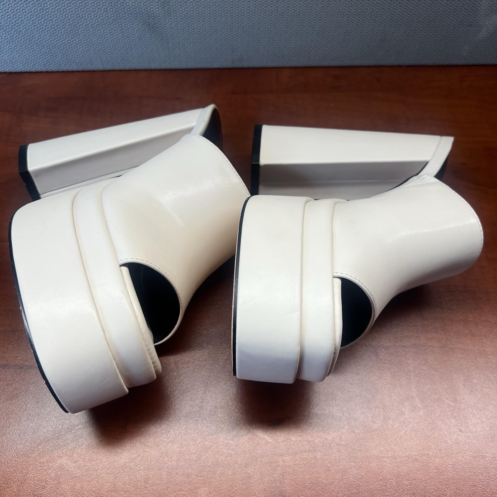 Pazzle Stack Beige Platform Chunky High Heel Shoes Open toes Slip on size 8 New