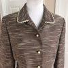 10-1720.jpg Liz Claiborne Women 2PC Brown Ivory Fit and Flare Skirt Suit Size 12