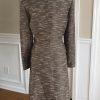 10-1721.jpg Liz Claiborne Women 2PC Brown Ivory Fit and Flare Skirt Suit Size 12