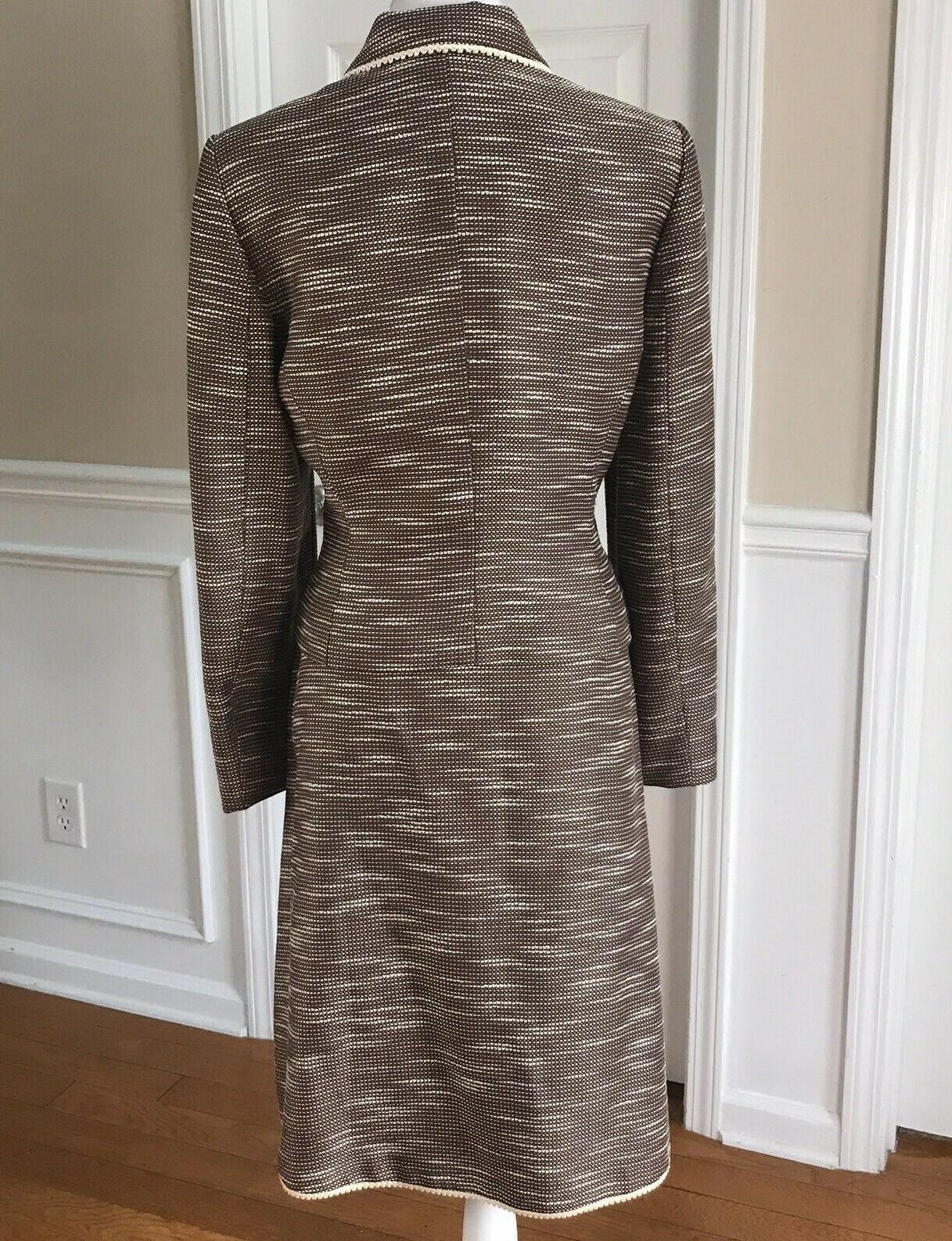 10-1721.jpg Liz Claiborne Women 2PC Brown Ivory Fit and Flare Skirt Suit Size 12