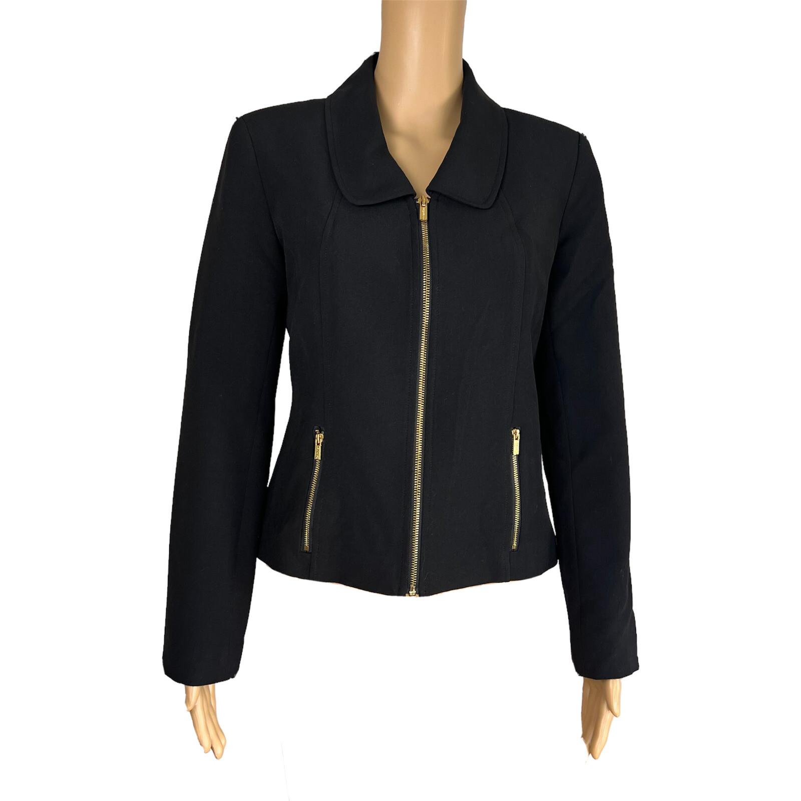 CALVIN KLEIN Women Black Polyester Rayon Spandex Lined Zip Up Blazer Size 6