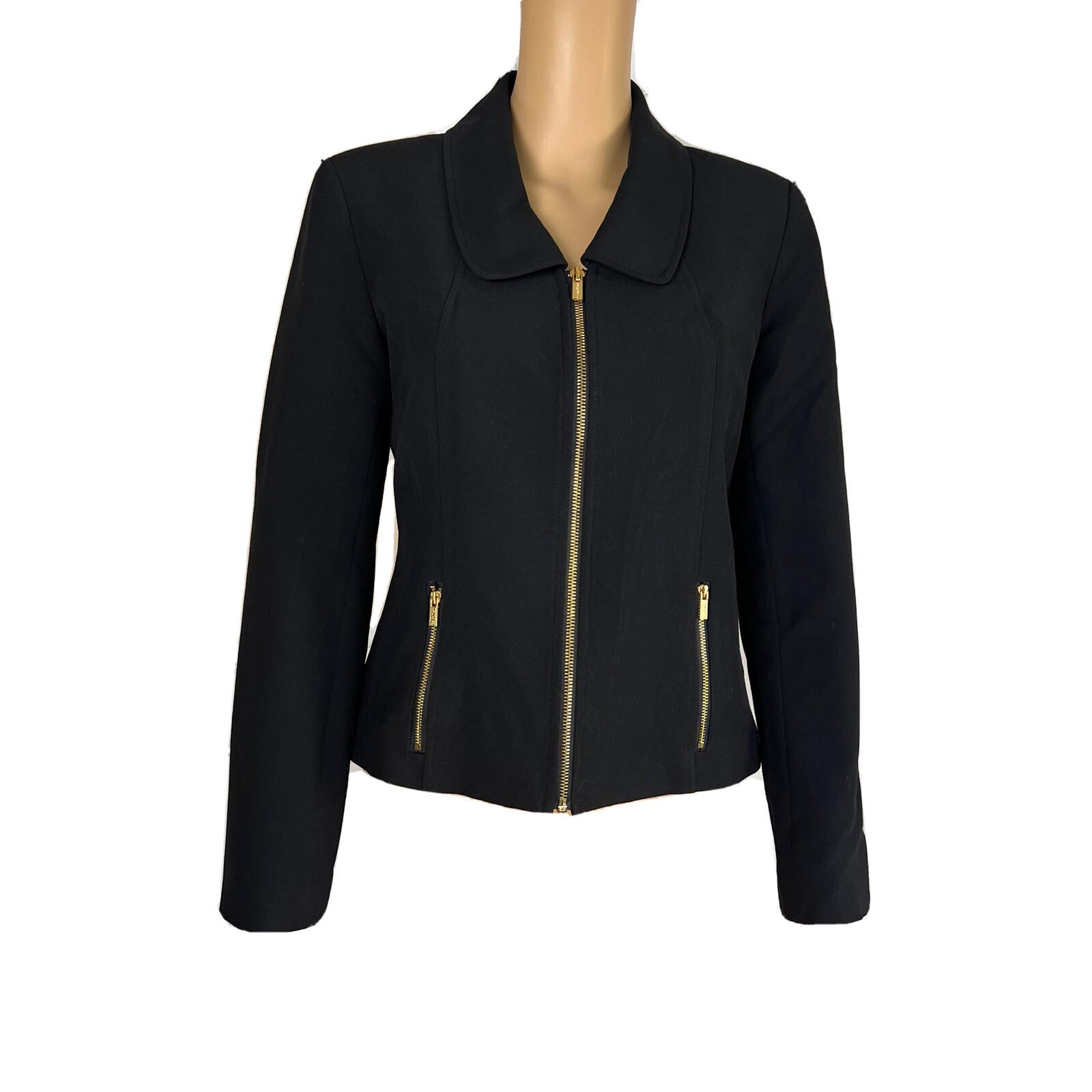 CALVIN KLEIN Women Black Polyester Rayon Spandex Lined Zip Up Blazer Size 6