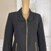 CALVIN KLEIN Women Black Polyester Rayon Spandex Lined Zip Up Blazer Size 6