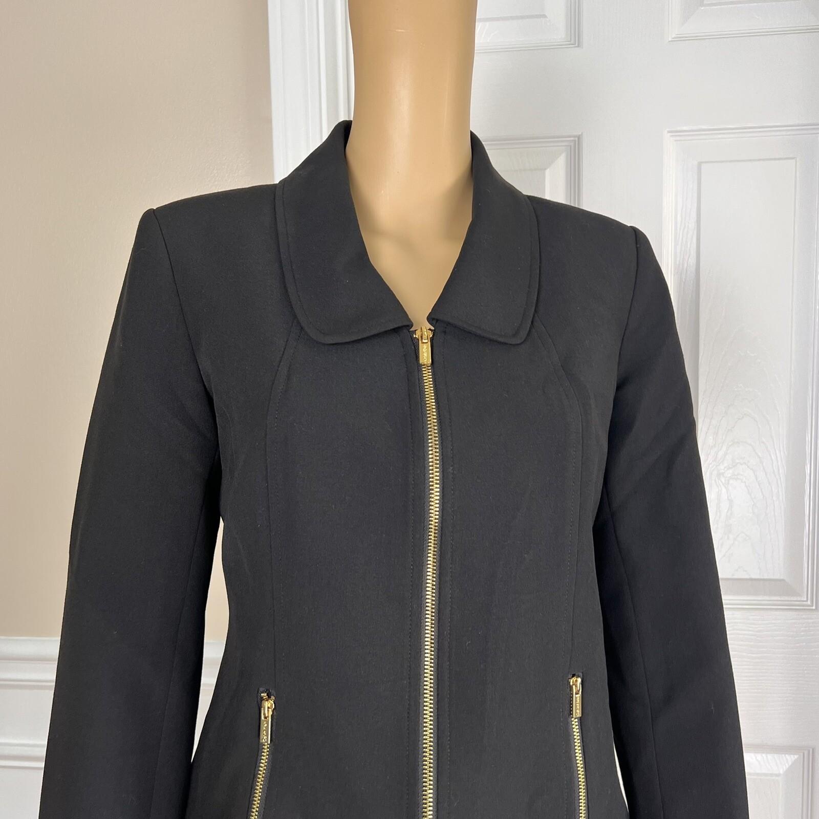 CALVIN KLEIN Women Black Polyester Rayon Spandex Lined Zip Up Blazer Size 6