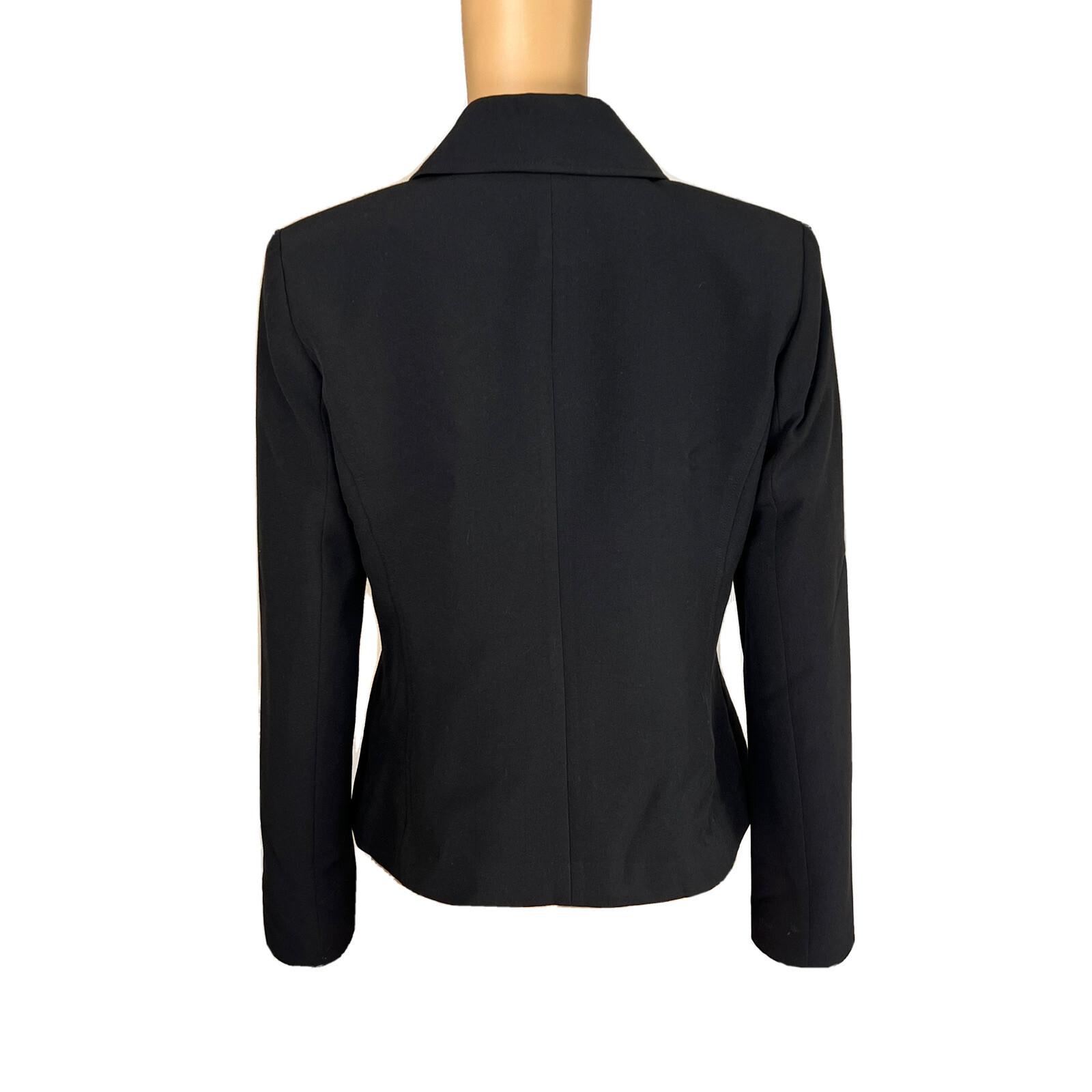 CALVIN KLEIN Women Black Polyester Rayon Spandex Lined Zip Up Blazer Size 6