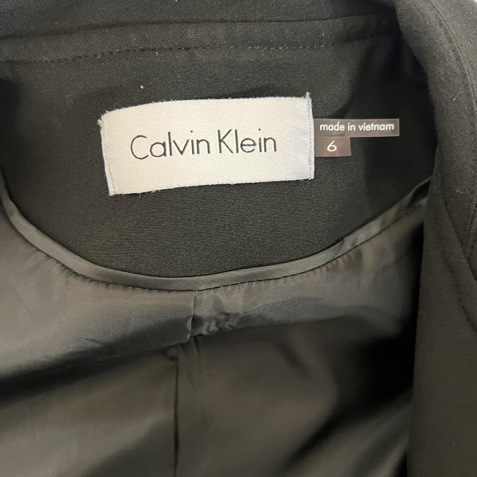 CALVIN KLEIN Women Black Polyester Rayon Spandex Lined Zip Up Blazer Size 6