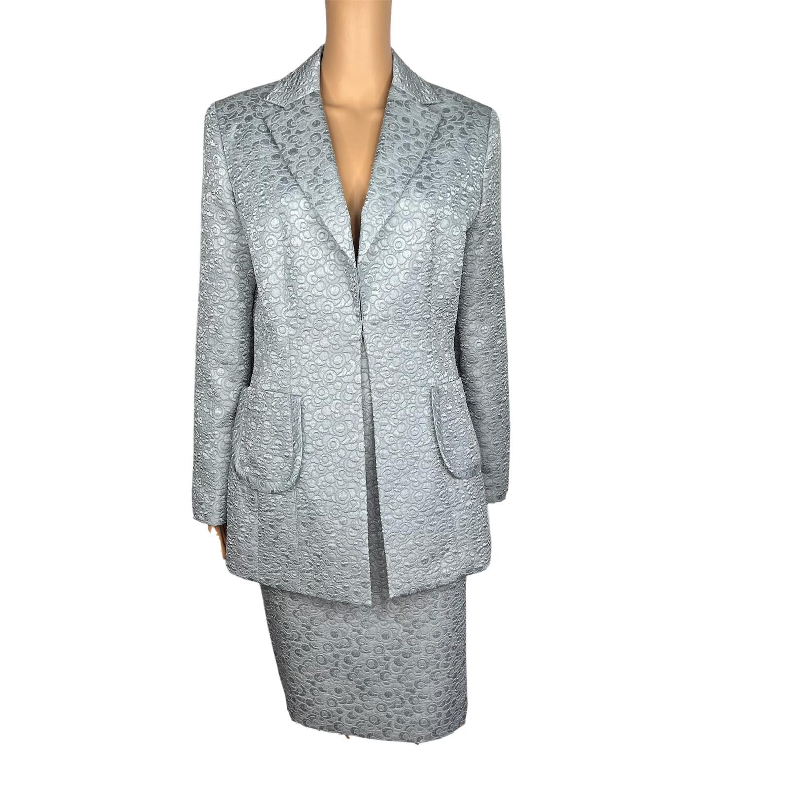 LARRY LEVINE 2PC Sage Polyester Lined Single Breasted Cocktail Skirt Suit SZ 10