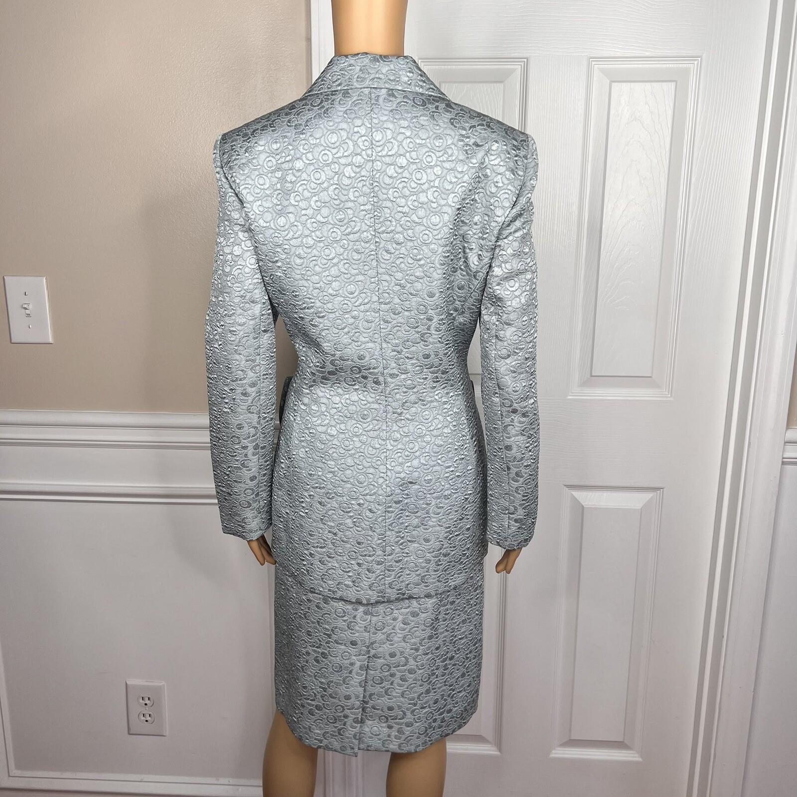 LARRY LEVINE 2PC Sage Polyester Lined Single Breasted Cocktail Skirt Suit SZ 10