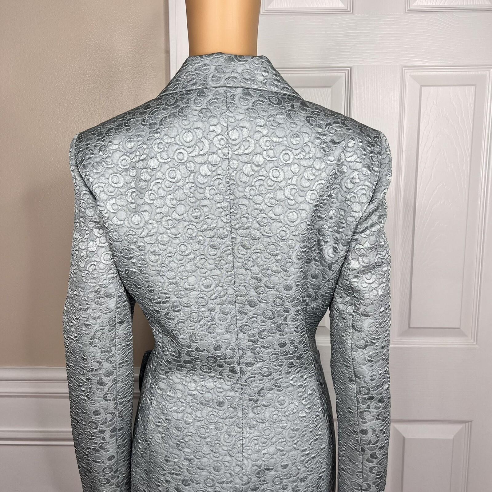 LARRY LEVINE 2PC Sage Polyester Lined Single Breasted Cocktail Skirt Suit SZ 10