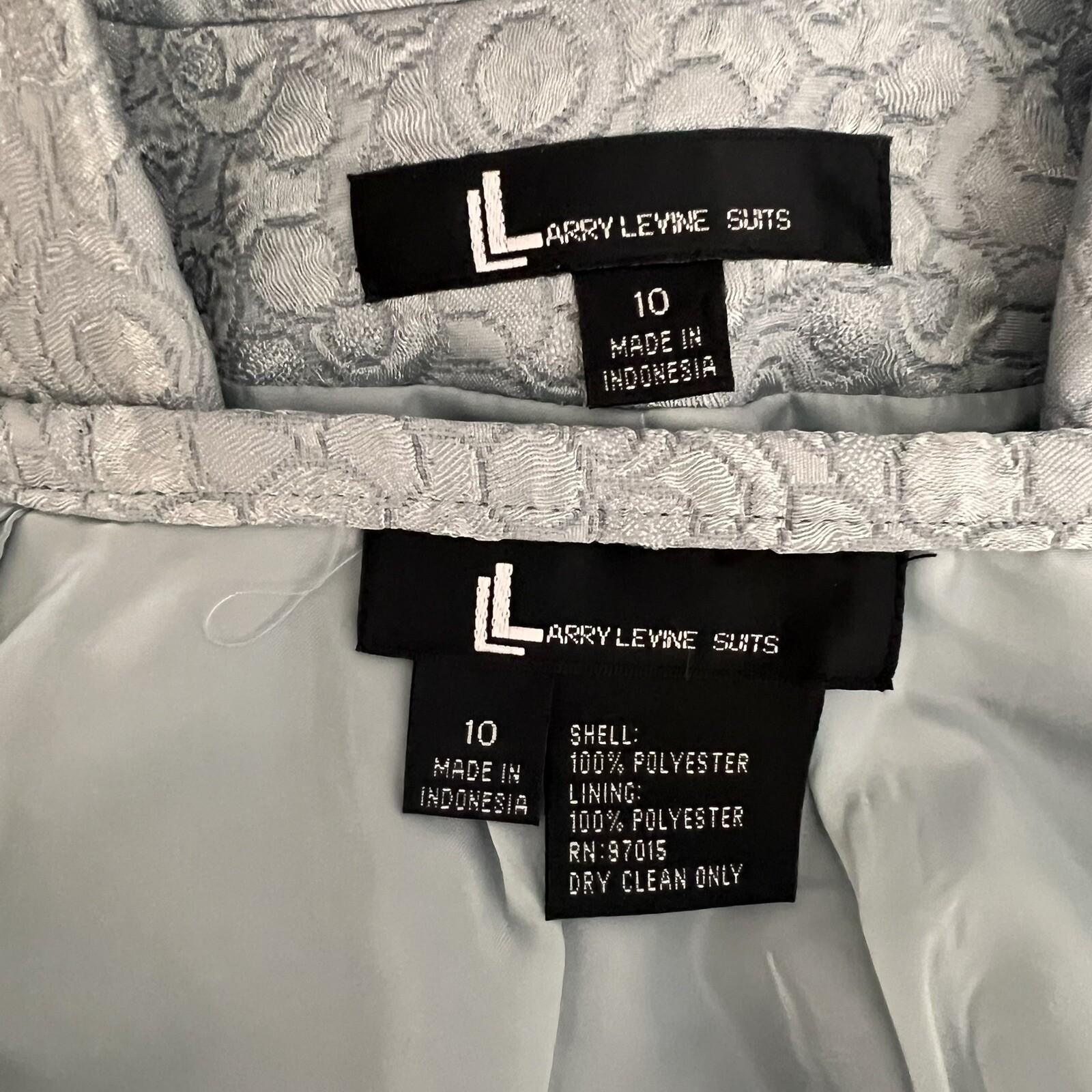 LARRY LEVINE 2PC Sage Polyester Lined Single Breasted Cocktail Skirt Suit SZ 10