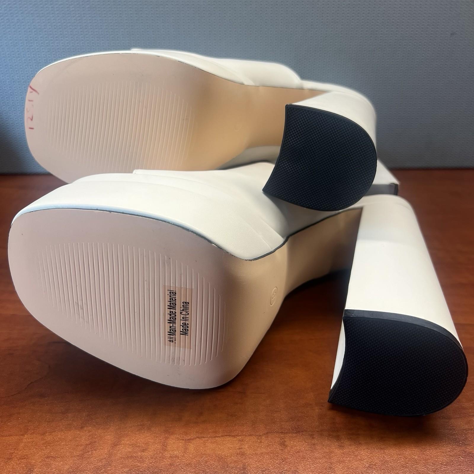Pazzle Stack Beige Platform Chunky High Heel Shoes Open toes Slip on size 8 New