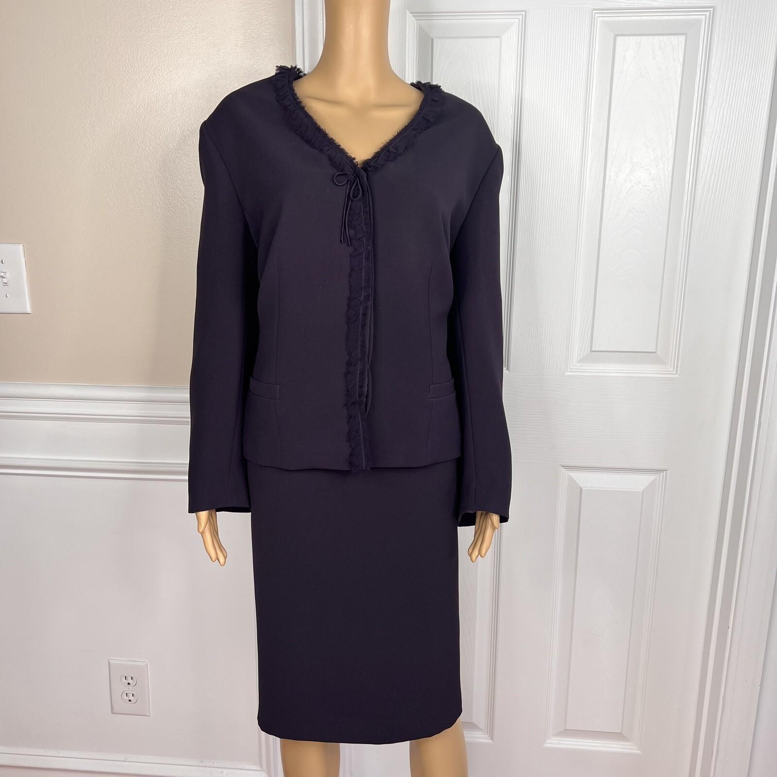 Nipon Boutique Polyester Skirt Suit Size 18 Purple Lined Collarless Cocktail 2PC