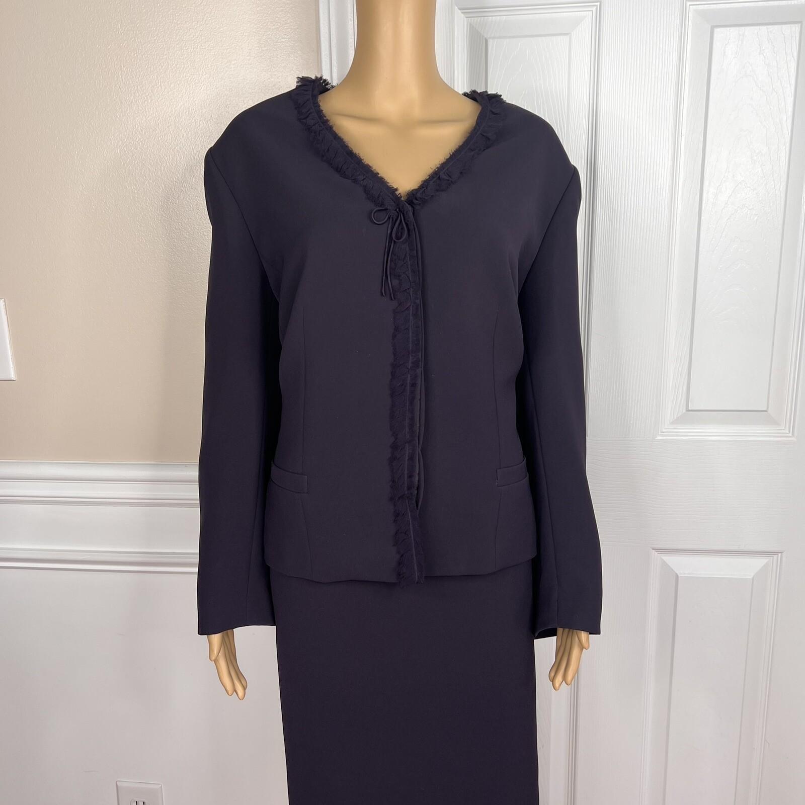 Nipon Boutique Polyester Skirt Suit Size 18 Purple Lined Collarless Cocktail 2PC