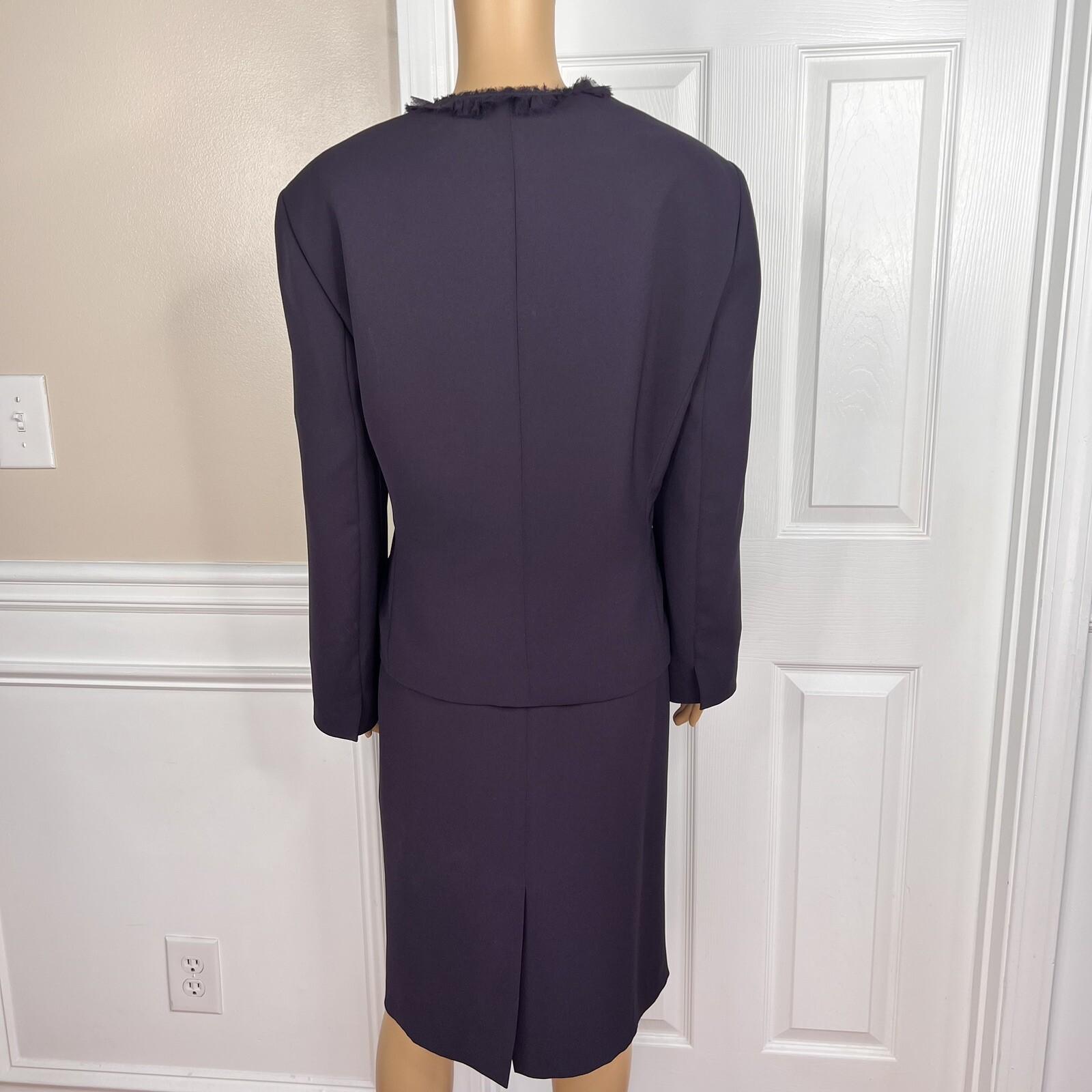 Nipon Boutique Polyester Skirt Suit Size 18 Purple Lined Collarless Cocktail 2PC