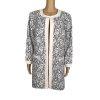 NINE WEST 1PC Black White Floral Viscose Polyester  Open Front Blazer Size 18W