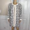 NINE WEST 1PC Black White Floral Viscose Polyester  Open Front Blazer Size 18W