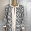 NINE WEST 1PC Black White Floral Viscose Polyester  Open Front Blazer Size 18W