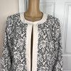 NINE WEST 1PC Black White Floral Viscose Polyester  Open Front Blazer Size 18W