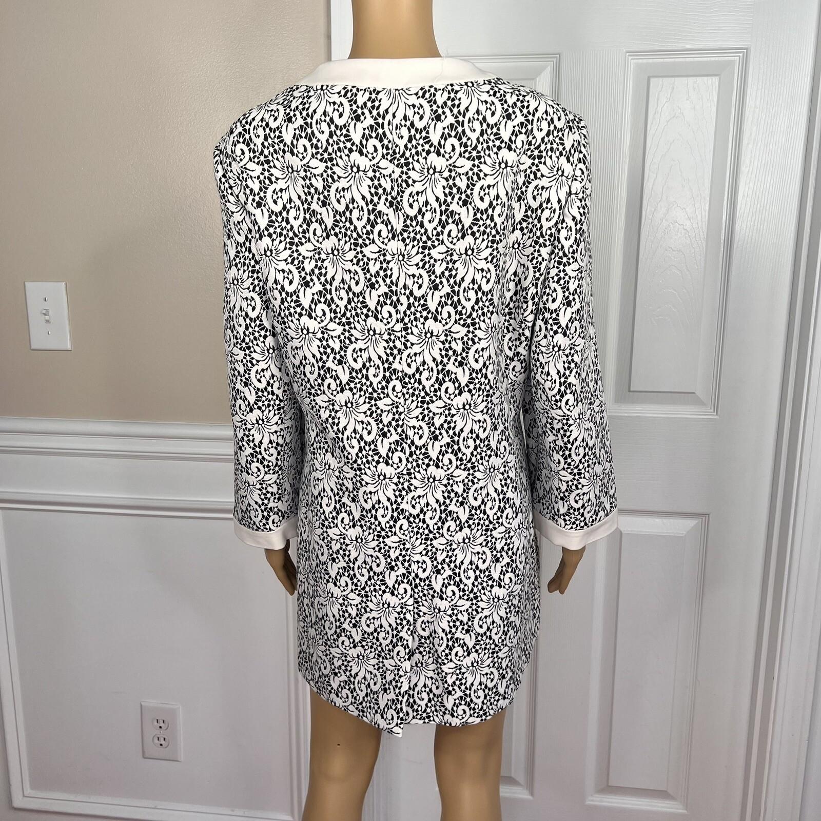 NINE WEST 1PC Black White Floral Viscose Polyester  Open Front Blazer Size 18W
