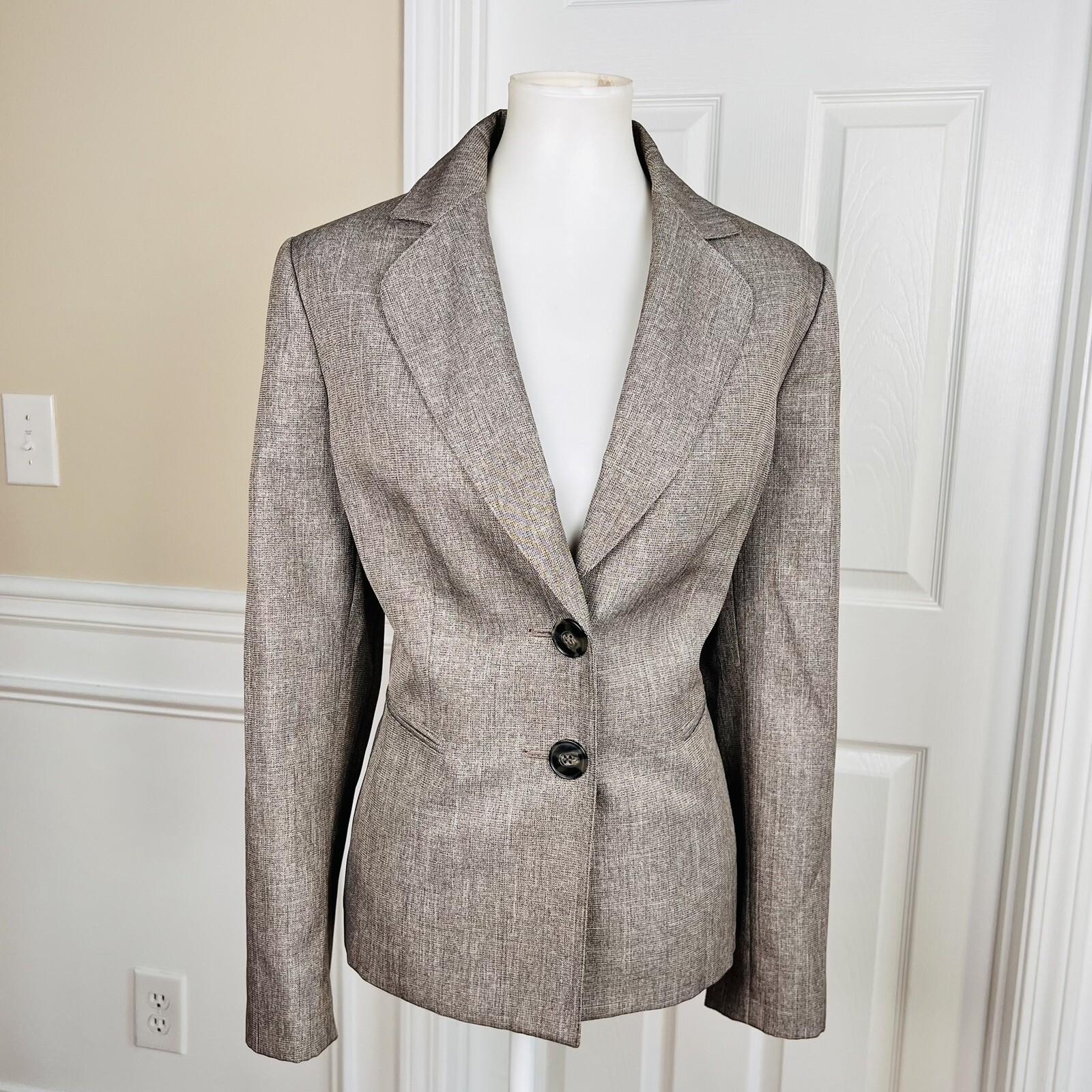 10-1759.jpg EVAN PICONE 2PC Light Brown Polyester Metallic Single Breasted Pant Suit Size 14