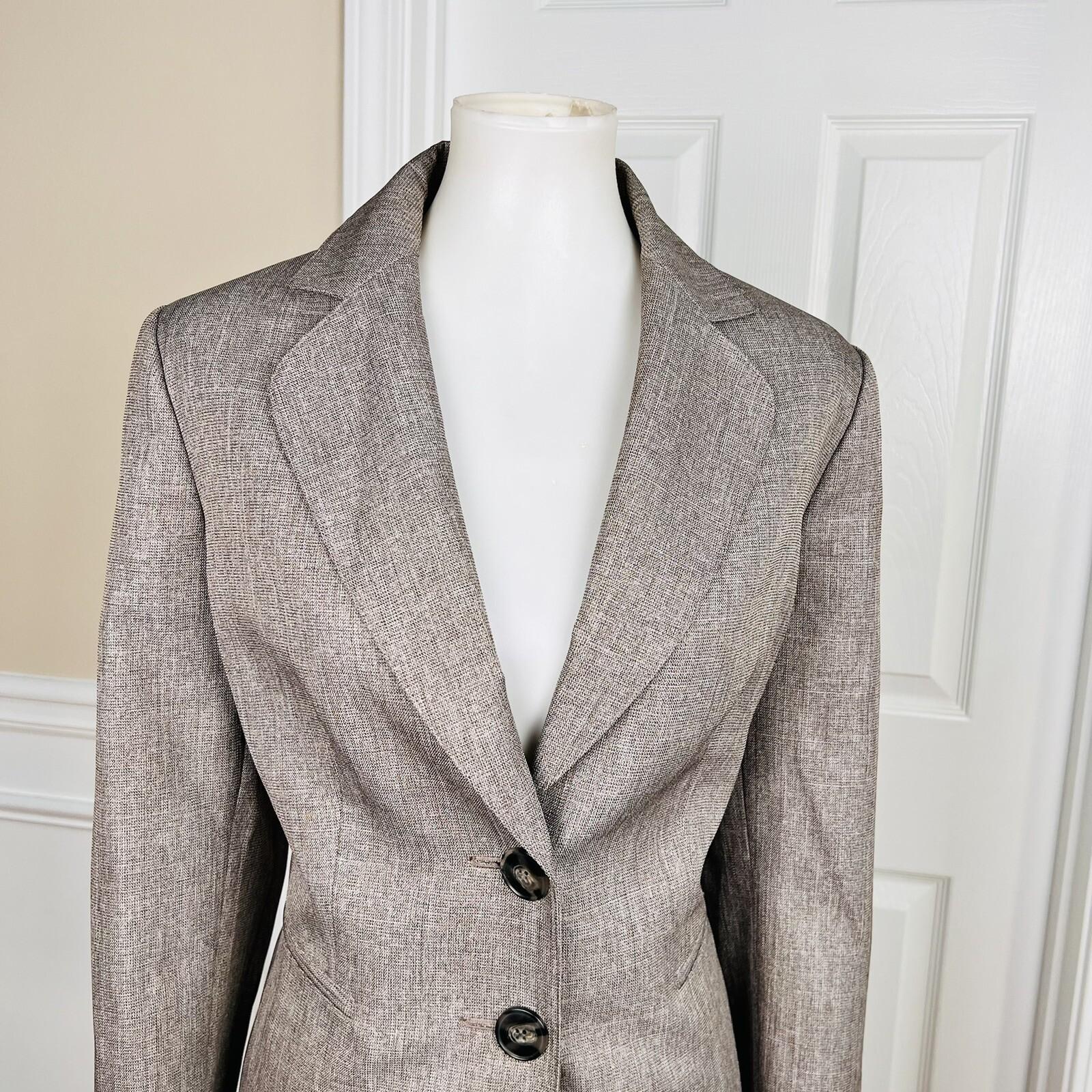 10-1760.jpg EVAN PICONE 2PC Light Brown Polyester Metallic Single Breasted Pant Suit Size 14