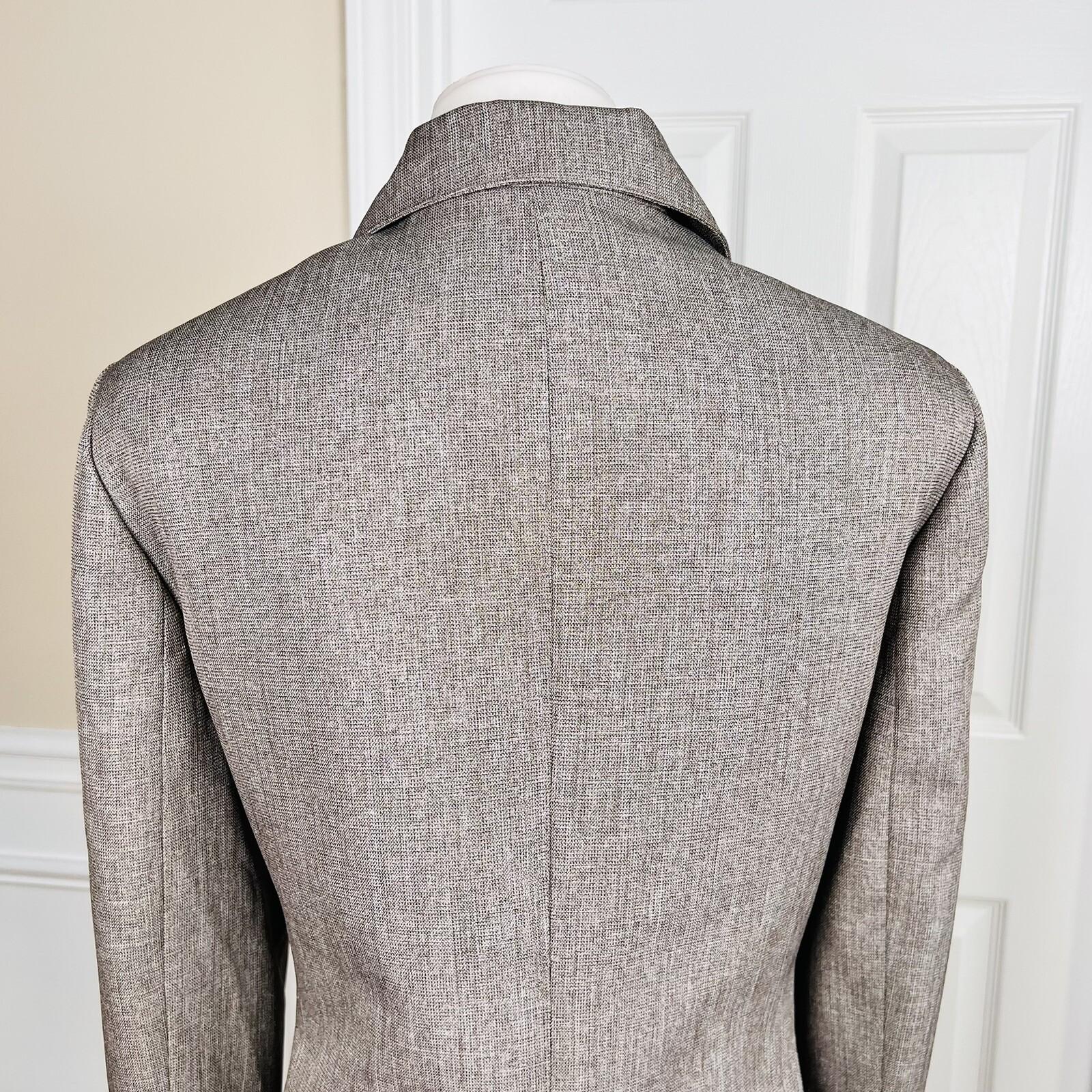 10-1762.jpg EVAN PICONE 2PC Light Brown Polyester Metallic Single Breasted Pant Suit Size 14