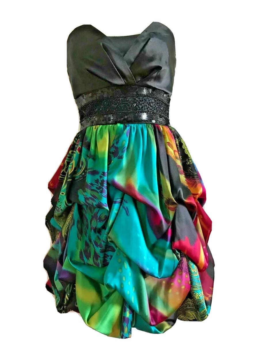 Speechless Polyester Spandex Beaded Back Floral Dress Prom  Size 7 Strapless