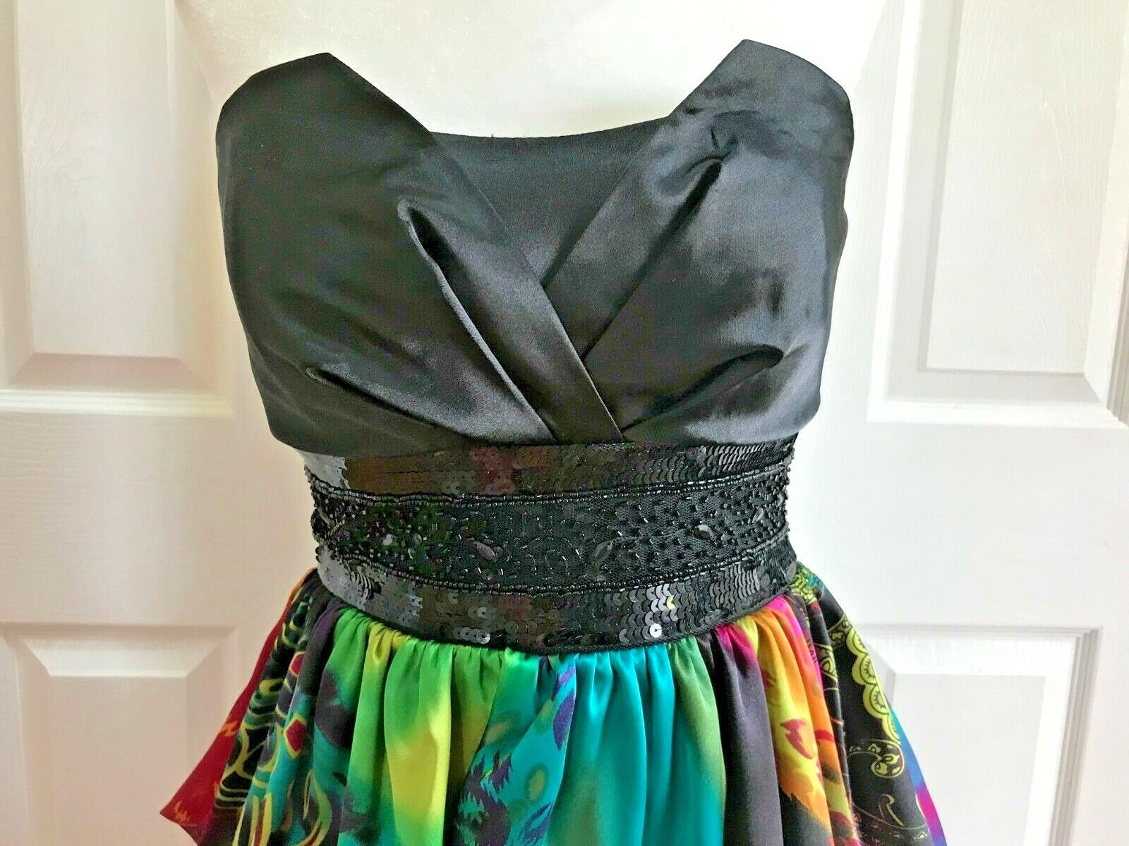 Speechless Polyester Spandex Beaded Back Floral Dress Prom  Size 7 Strapless