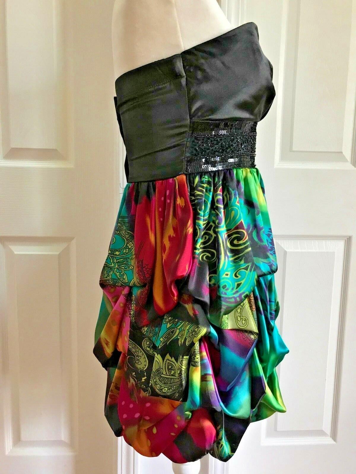 Speechless Polyester Spandex Beaded Back Floral Dress Prom  Size 7 Strapless