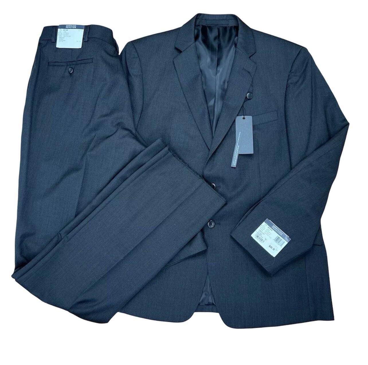 10-1772.jpg Kenneth Cole Reaction Wool Polyester Suit 44R Pant 38 Gray The Slim Collection