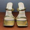 Women Fashion Summer Golden Peep Toes Slippers Mule Sandals Strappy Size 41