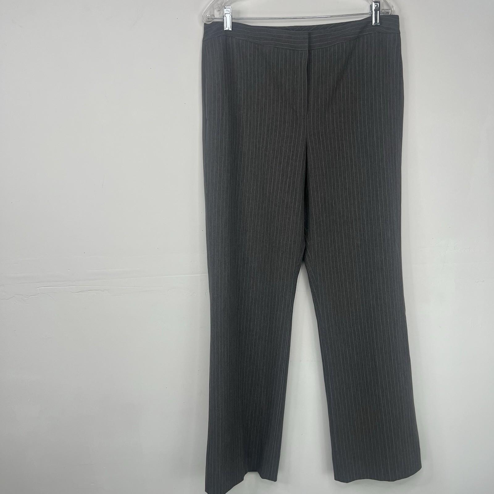 TAHARI Viscose Polyester Stretch Pant Suit 14 Gray Striped Peak Collar 2PC