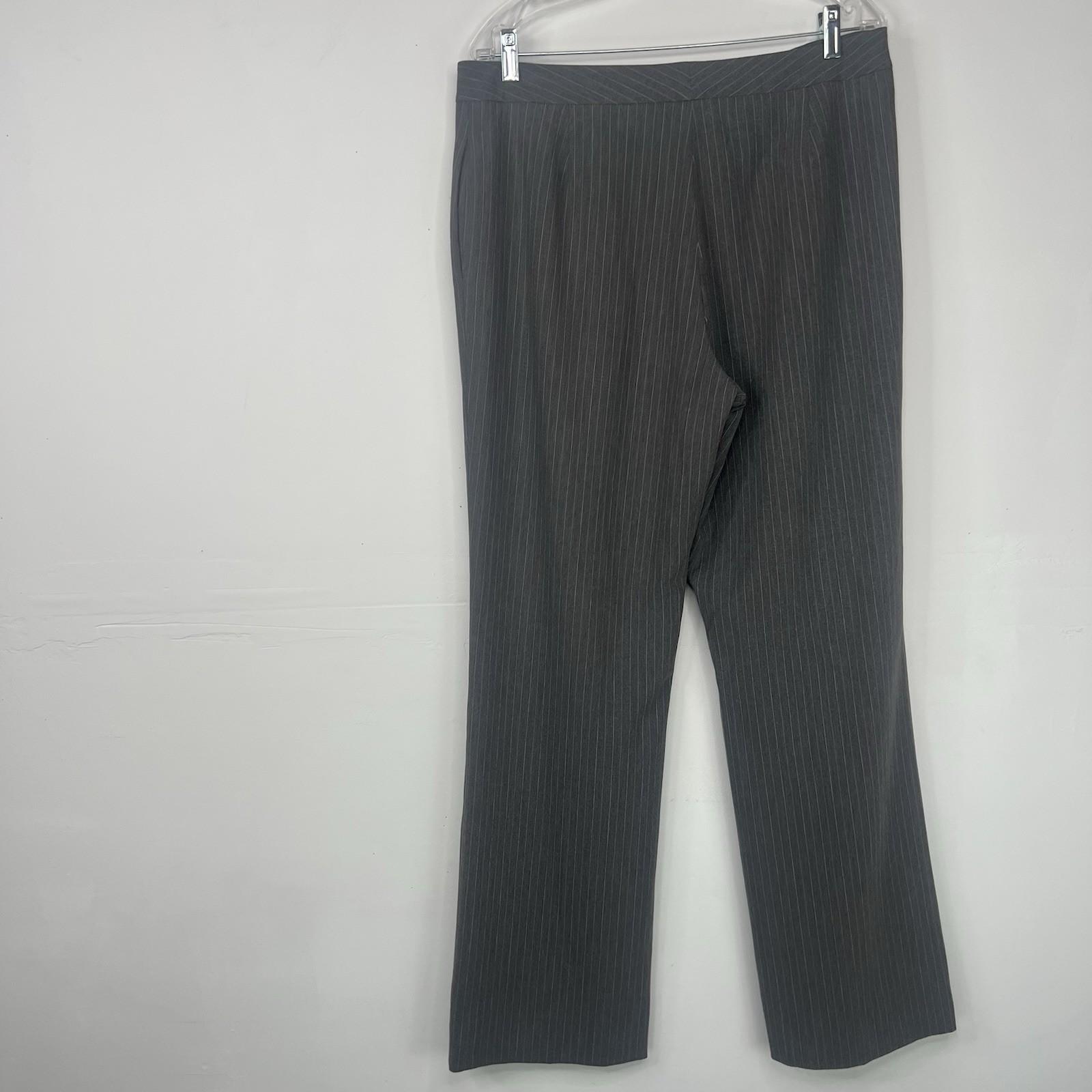 TAHARI Viscose Polyester Stretch Pant Suit 14 Gray Striped Peak Collar 2PC