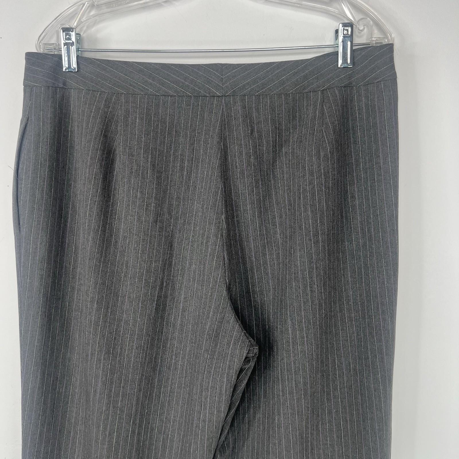TAHARI Viscose Polyester Stretch Pant Suit 14 Gray Striped Peak Collar 2PC