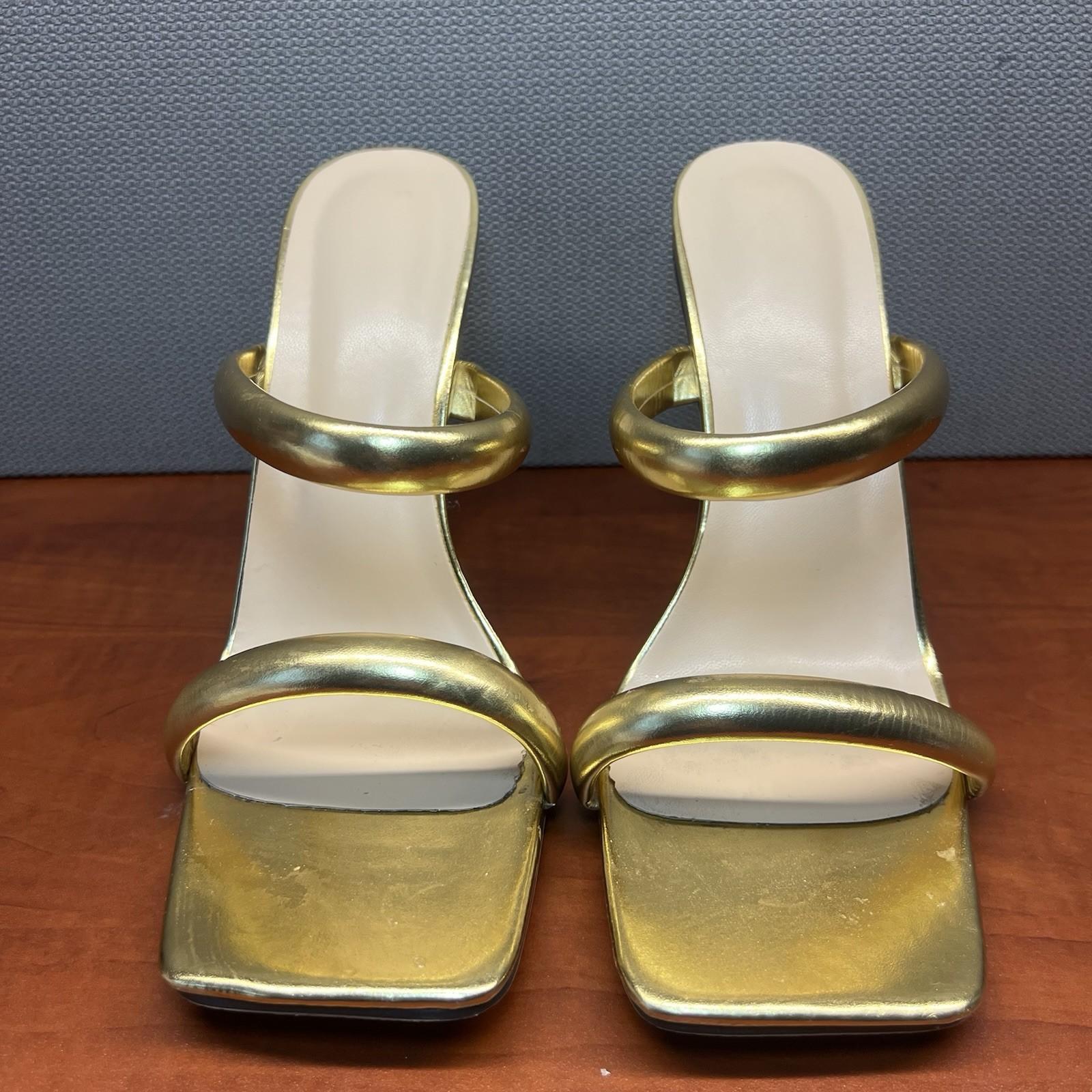 Women Fashion Summer Golden Peep Toes Slippers Mule Sandals Strappy Size 41