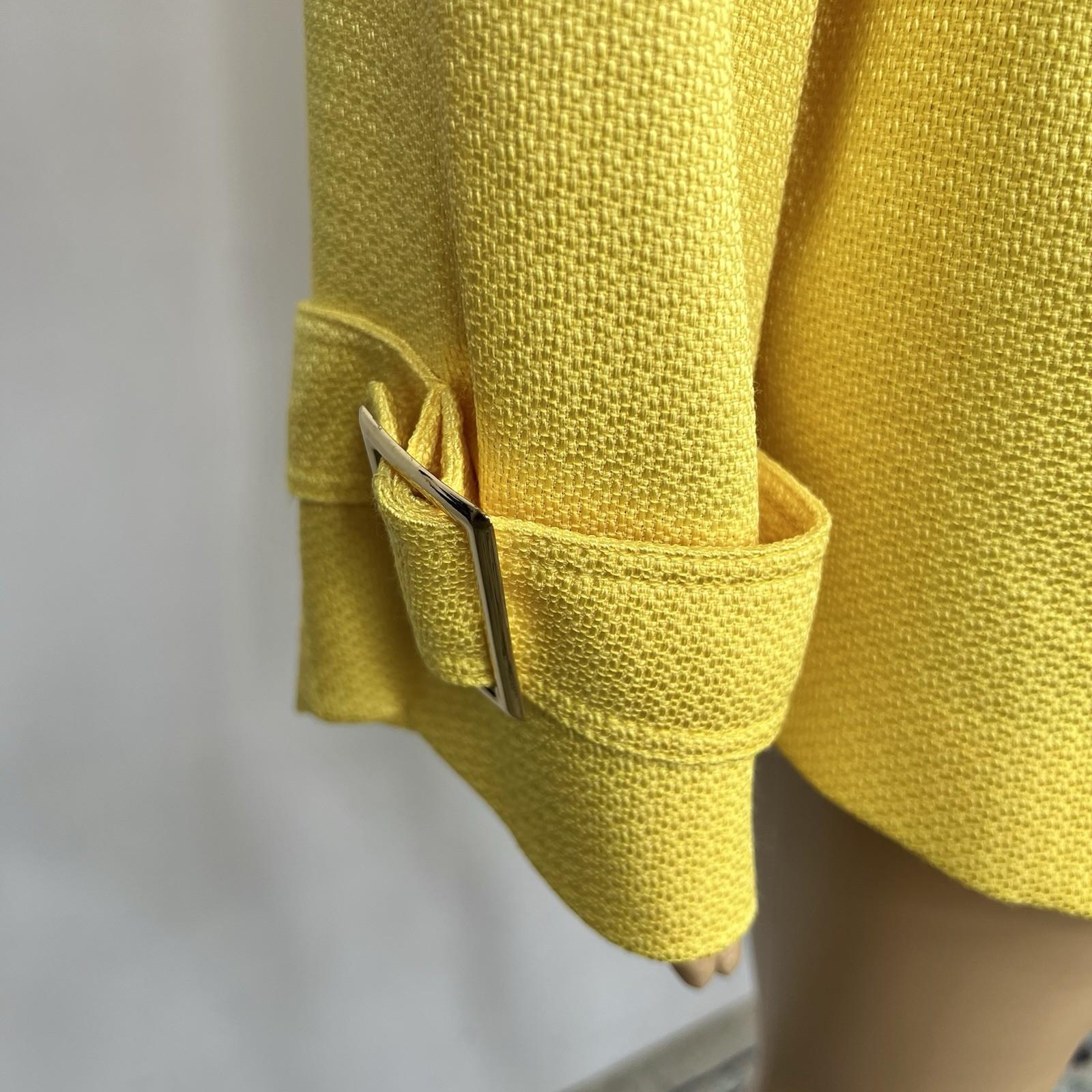 TAHARI ASL Polyester Rayon Blazer Size 18W Bright Yellow Double Breasted Belted