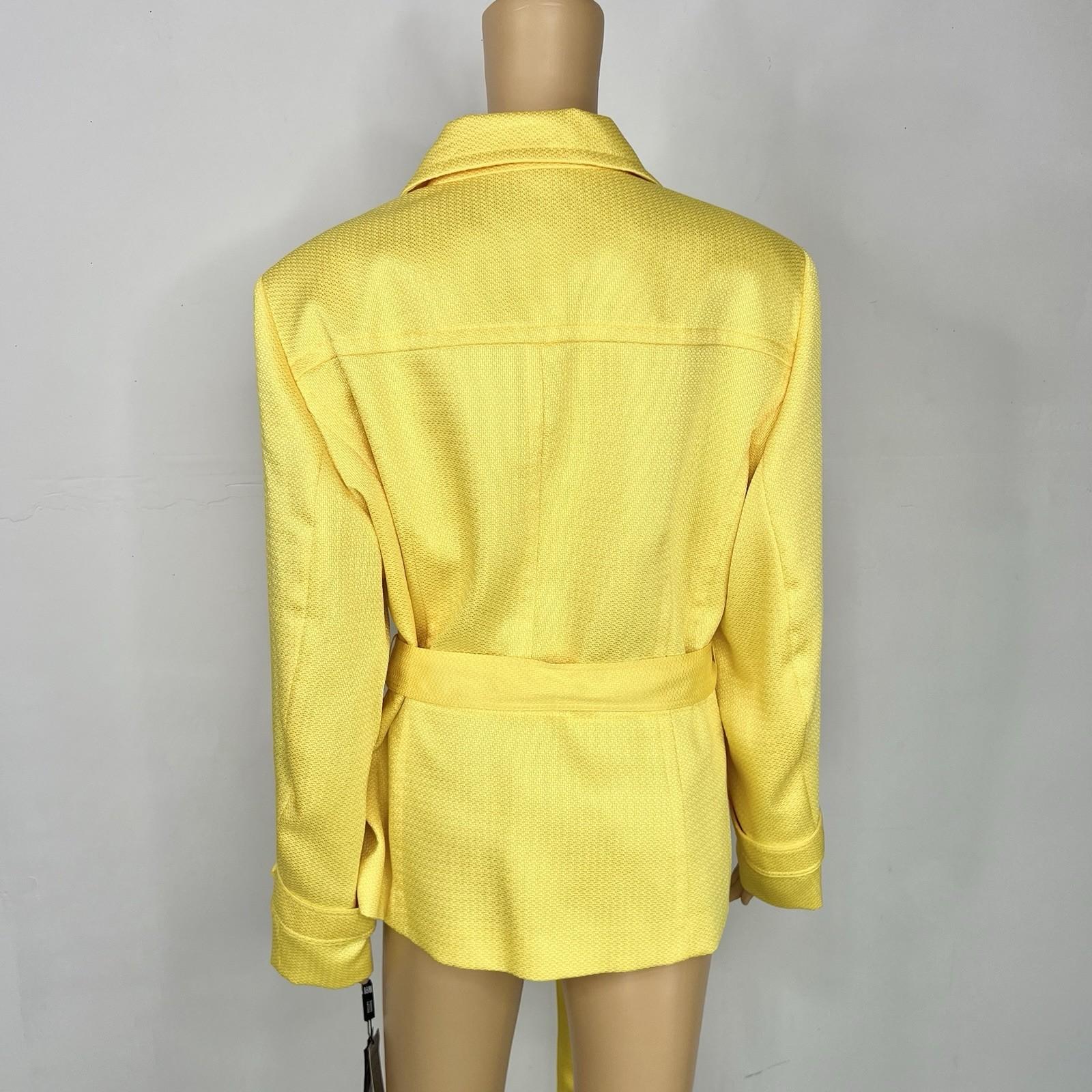 TAHARI ASL Polyester Rayon Blazer Size 18W Bright Yellow Double Breasted Belted