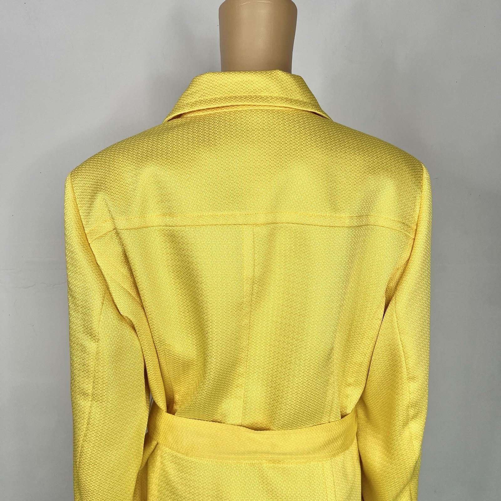 TAHARI ASL Polyester Rayon Blazer Size 18W Bright Yellow Double Breasted Belted