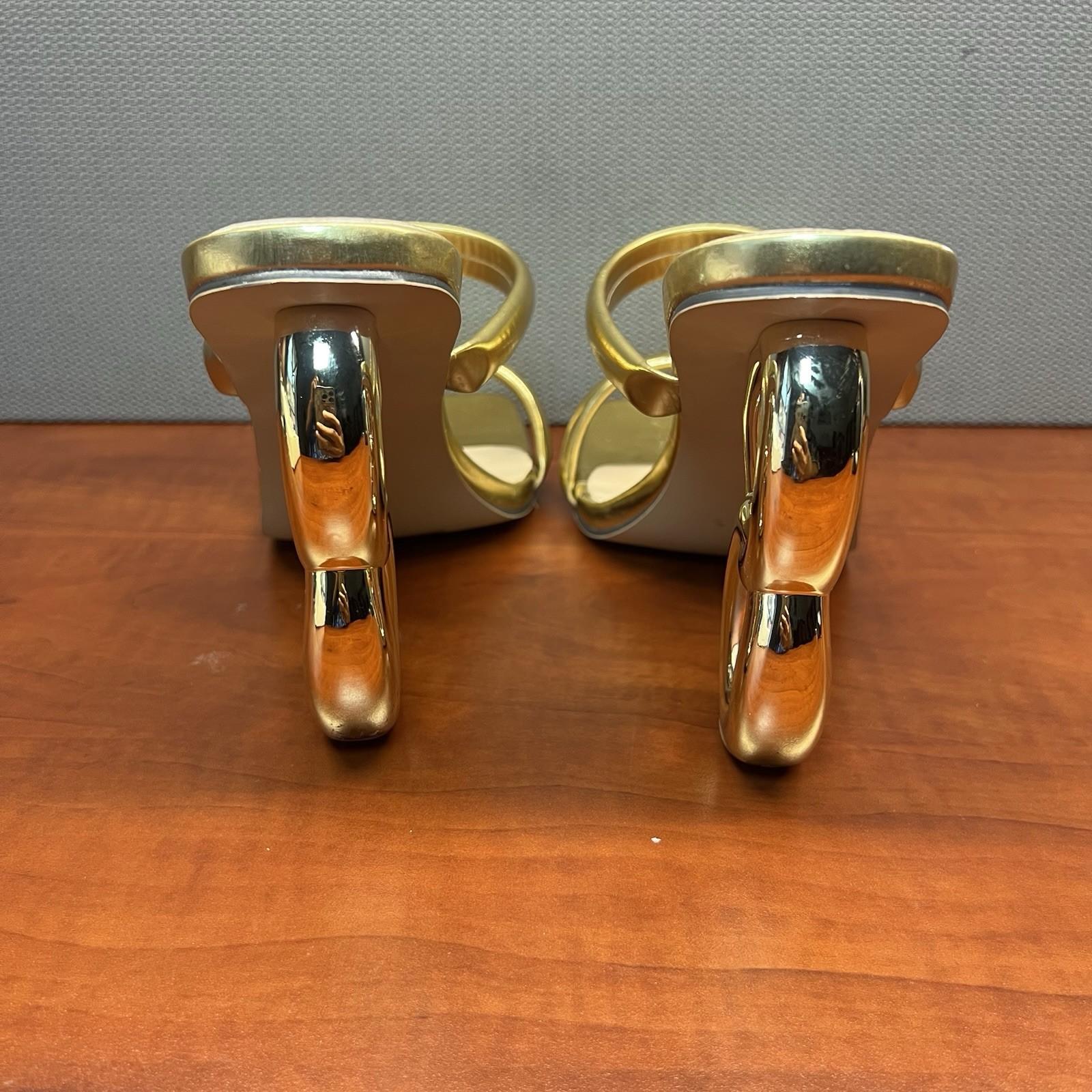 Women Fashion Summer Golden Peep Toes Slippers Mule Sandals Strappy Size 41