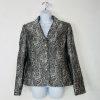 Tahari ASL Polyester Skirt Suit 10 Black Silver Floral Beaded Shawl Collar 2PC