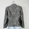 Tahari ASL Polyester Skirt Suit 10 Black Silver Floral Beaded Shawl Collar 2PC