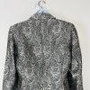 Tahari ASL Polyester Skirt Suit 10 Black Silver Floral Beaded Shawl Collar 2PC
