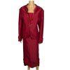 TERRAMINA Skirt Suit Size 16 Wine Collarless Beaded Embellished Timeless 2PC