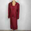 TERRAMINA Skirt Suit Size 16 Wine Collarless Beaded Embellished Timeless 2PC