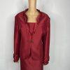 TERRAMINA Skirt Suit Size 16 Wine Collarless Beaded Embellished Timeless 2PC