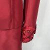 TERRAMINA Skirt Suit Size 16 Wine Collarless Beaded Embellished Timeless 2PC